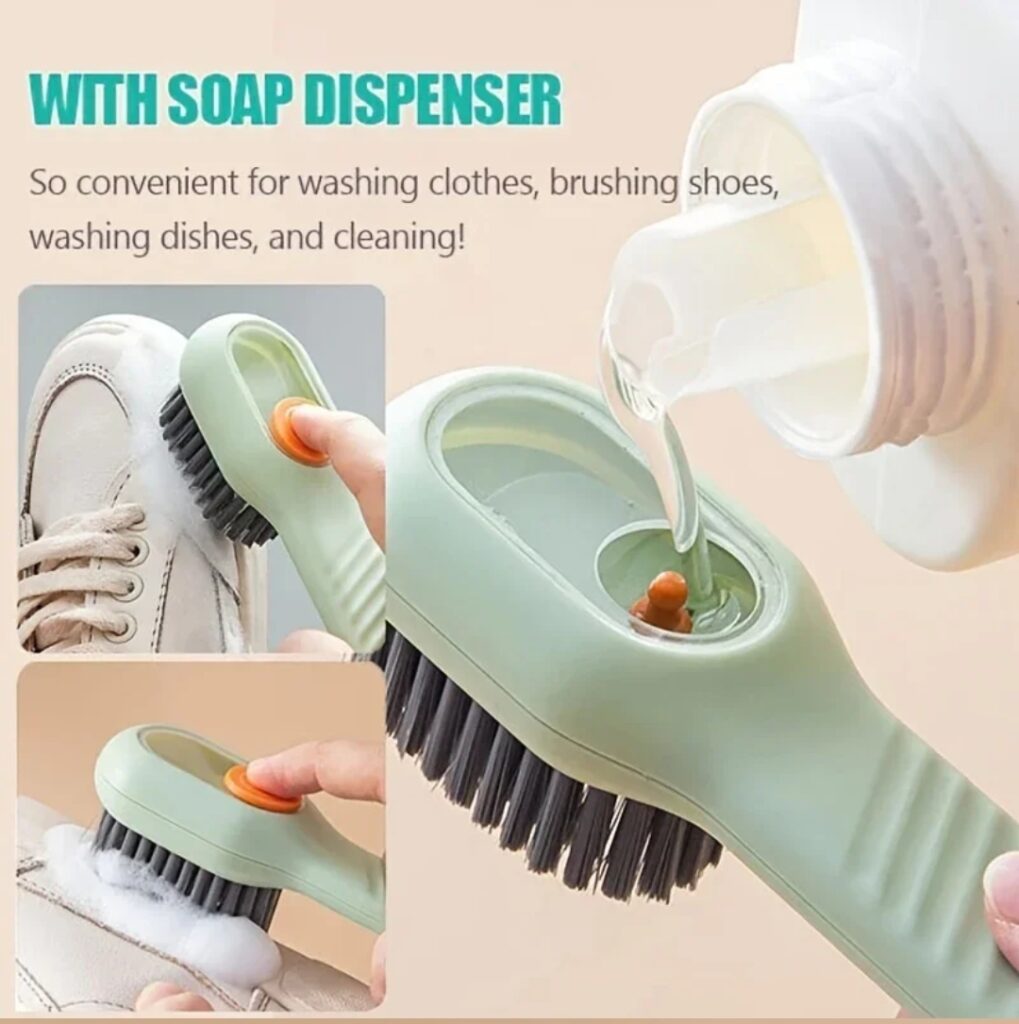 2 in 1 automatic liquid dispensing scrub brush multifunctional cleaning tool