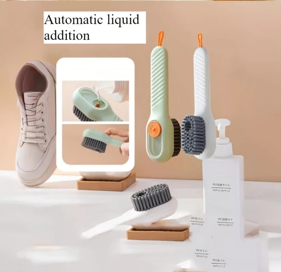2 in 1 automatic liquid dispensing scrub brush multifunctional cleaning tool