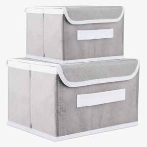 ZonMart Foldable Fabric Storage Box with Lid & Handles – Pack of 2